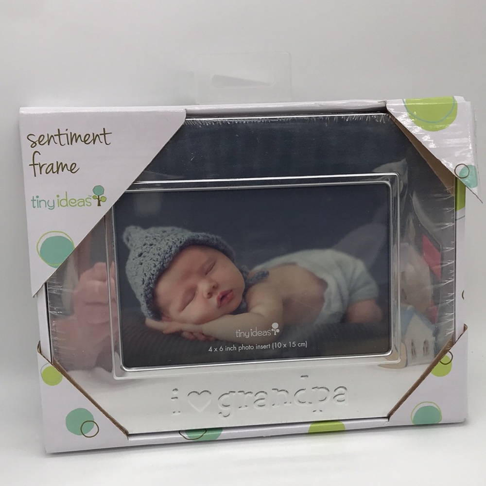 Tiny Ideas Sentiment Frame (i ❤️ grandpa) 4”x6” Picture Size-Color Silver